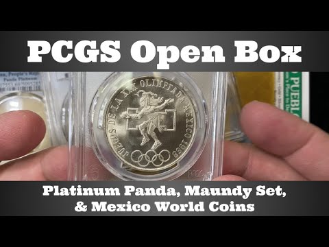 PCGS Open Box - China Platinum Panda, Great Britain Maundy Set, & Mexico Worlds Coins