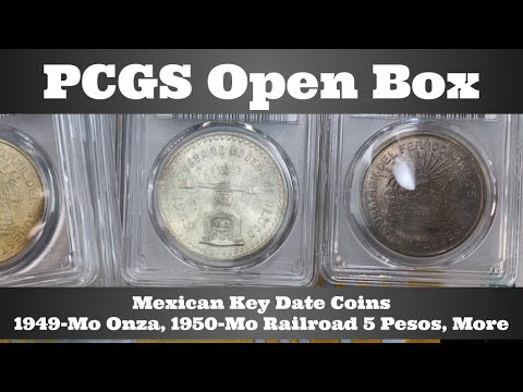 PCGS Open Box - Mexico Key Date Coins - 1949-Mo Onza, 1950-Mo Railroad 5 Pesos, & More Mexican Coins